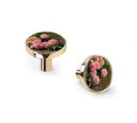 6 Pack Golden Drawer Pulls & Wall Hooks, Unqine Handles for Cabinet Wardrobe, Romantic Bouquet Cloves Roses Design, Zinc Alloy Kitchen Bathroom Home Decor Hardware