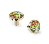 6 Pack Golden Drawer Pulls & Wall Hooks, Unqine Handles for Cabinet Wardrobe, Salad Vegetables Design, Zinc Alloy Kitchen Bathroom Home Decor Hardware