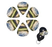 6 Pack Golf Course Guitar Picks with Guitar Pick Holder, Personalized Celluloid Plectrums for Acoustic Guitar, Bass, Ukulele, Cool Bass Accessories Gifts for Men Women 0.96mm