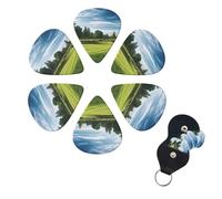 6 Pack Golf Course Lawn Guitar Picks with Guitar Pick Holder, Personalized Celluloid Plectrums for Acoustic Guitar, Bass, Ukulele, Cool Bass Accessories Gifts for Men Women 0.71mm