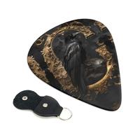 6 Pack Gothic Raven Portrait Guitar Picks, Bass Electric Acoustic Guitar Ukulele Accessories, Heavy Guitar Picks Plectrums with Organizer Bag