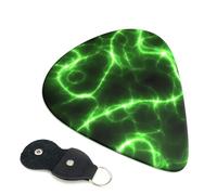 6 Pack Green Lightning Guitar Picks - 0.46 0.71 0.93 mm Includes Cool Guitar Picks Thin Medium Heavy Thickness, Electric Guitar Picks for Acoustic Guitar Bass Ukulele