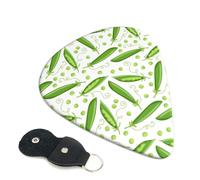 6 Pack green Peas funny Guitar Picks, Bass Electric Acoustic Guitar Ukulele Accessories, Medium Guitar Picks Plectrums with Organizer Bag