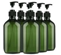 6 Pack Green Pump Bottle Dispenser, Empty Plastic Refillable Lotion Soap Shampoo Dispenser Containers with Pump, Show Soap Dispenser Bottles, BPA/Paraben Free, 500ml/16.9oz