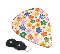 6 Pack Groovy Daisy Flowers Guitar Picks, Bass Electric Acoustic Guitar Ukulele Accessories, Heavy Guitar Picks Plectrums with Organizer Bag