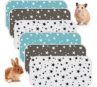 6 Pack Guinea Pig Cage Liners Absorbent Reusable Washable Guinea Pig Pee Pads Waterproof Bunny Hamster Bedding Puppy Kitten Whelping Box Mats for Cat Small Animal Dog, 3 Styles (14 x 28 Inch)