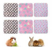 6-Pack Guinea Pig Fleece Liners - 25x25cm Waterproof Cage Pads, Soft Washable Guinea Pig Bedding - Pet Bedding Blankets for Rabbits, Hamsters, Hedgehogs