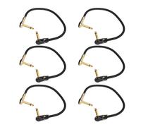 6 Pack Guitar Patch Cable Right Angled Plugs Slim Right Angle Guitar Patch Cable Kit Electric Bass Keyboards Effects (Flat Head Gold)