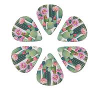 6-Pack Guitar Picks 0.46mm, Blooming Cactus Print Printed Guitar Plectrums for Acoustic Guitar Electric Guitar Bass Guitar