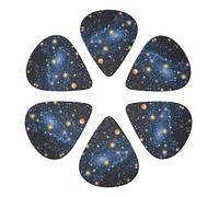6-Pack Guitar Picks 0.46mm, Constellation Star Clusters Galaxies Printed Guitar Plectrums for Acoustic Guitar, Electric Guitar, Bass