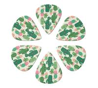 6-Pack Guitar Picks 0.46mm, Cute Cactu Seamless Illustration Printed Guitar Plectrums for Acoustic Guitar, Electric Guitar, Bass