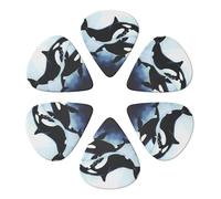 6-Pack Guitar Picks 0.46mm, killer whale dolphin ocean Printed Guitar Plectrums for Acoustic Guitar Electric Guitar Bass Guitar