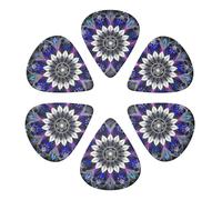 6-Pack Guitar Picks 0.46mm, Rectangle Mandala print Printed Guitar Plectrums for Acoustic Guitar