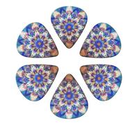 6-Pack Guitar Picks 0.46mm, Rectangle Mandala Printed Guitar Plectrums for Acoustic Guitar Electric Guitar Bass Guitar