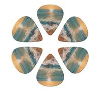 6-Pack Guitar Picks 0.46mm, Romantic Beach Printed Guitar Plectrums for Acoustic Guitar Electric Guitar Bass Guitar