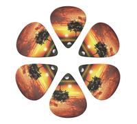 6-Pack Guitar Picks 0.46mm, Sport Golf Ball Sunset Tree Printed Guitar Plectrums for Acoustic Guitar, Electric Guitar, Bass
