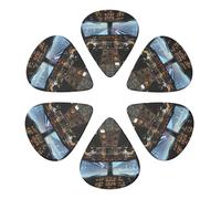 6-Pack Guitar Picks 0.71mm, Airplane Cockpit Printed Guitar Plectrums for Acoustic Guitar, Electric Guitar, Bass