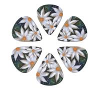 6-Pack Guitar Picks 0.71mm, Artistic Daisy Floral Printed Guitar Plectrums for Acoustic Guitar Electric Guitar Bass Guitar
