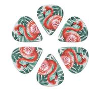 6-Pack Guitar Picks 0.71mm, Flamingo Bird Green Leaves Printed Guitar Plectrums for Acoustic Guitar, Electric Guitar, Bass