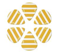 6-Pack Guitar Picks 0.71mm, Lemon Zest Yellow Stripes Pattern Printed Guitar Plectrums for Acoustic Guitar Electric Guitar Bass Guitar