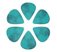 6-Pack Guitar Picks 0.71mm, Teal Blue Printed Guitar Plectrums for Acoustic Guitar Electric Guitar Bass Guitar