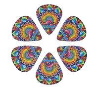 6-Pack Guitar Picks 0.96mm, Abstract Mushroom Colorful Mandala Printed Guitar Plectrums for Acoustic Guitar Electric Guitar Bass Guitar