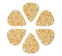 6-Pack Guitar Picks 0.96mm, Corgi Pattern Printed Guitar Plectrums for Acoustic Guitar Electric Guitar Bass Guitar
