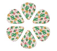 6-Pack Guitar Picks 0.96mm, Cute Cactus Seamless Illustration Printed Guitar Plectrums for Acoustic Guitar Electric Guitar Bass Guitar