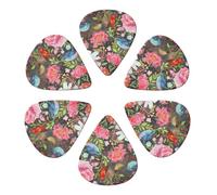 6-Pack Guitar Picks 0.96mm, garden with bird and flower Printed Guitar Plectrums for Acoustic Guitar, Electric Guitar, Bass