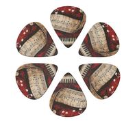 6-Pack Guitar Picks 0.96mm, Music Note Piano Printed Guitar Plectrums for Acoustic Guitar, Electric Guitar, Bass