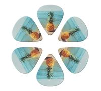6-Pack Guitar Picks 0.96mm, Pineapple by The Sea Printed Guitar Plectrums for Acoustic Guitar, Electric Guitar, Bass