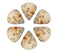 6-Pack Guitar Picks 0.96mm, Rural Honey Bees Wildflowers Printed Guitar Plectrums for Acoustic Guitar, Electric Guitar, Bass