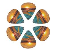 6-Pack Guitar Picks 0.96mm, Sunset and Sunrise with Ocean Sea Waves Printed Guitar Plectrums for Acoustic Guitar, Electric Guitar, Bass