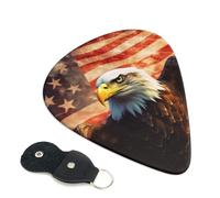 6 Pack Guitar Picks 3 Different Thickness American Flag Fire Eagle Guitar Plectrums with Organizer Storage Bag Electric Guitars Picks Plectrum for Acoustic Guitars Bass Pick (0.46mm, 0.71mm, 0.96mm)