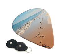 6 Pack Guitar Picks 3 Different Thickness Beach footprints Guitar Plectrums with Organizer Storage Bag Electric Guitars Picks Plectrum for Acoustic Guitars Bass Pick (0.46mm, 0.71mm, 0.96mm)