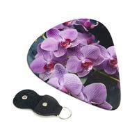 6 Pack Guitar Picks 3 Different Thickness Beautiful Purple Orchids Guitar Plectrums with Organizer Storage Bag Electric Guitars Picks Plectrum for Acoustic Guitars Bass Pick (0.46mm, 0.71mm, 0.96mm)