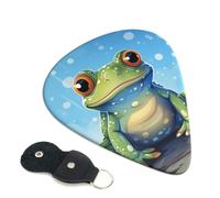 6 Pack Guitar Picks 3 Different Thickness Big eyed frog Guitar Plectrums with Organizer Storage Bag Electric Guitars Picks Plectrum for Acoustic Guitars Bass Pick (0.46mm, 0.71mm, 0.96mm)