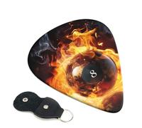 6 Pack Guitar Picks 3 Different Thickness Billiard ball on fire Guitar Plectrums with Organizer Storage Bag Electric Guitars Picks Plectrum for Acoustic Guitars Bass Pick (0.46mm, 0.71mm, 0.96mm)