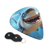 6 Pack Guitar Picks 3 Different Thickness Cartoon shark swimming Guitar Plectrums with Organizer Storage Bag Electric Guitars Picks Plectrum for Acoustic Guitars Bass Pick (0.46mm, 0.71mm, 0.96mm)