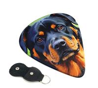 6 Pack Guitar Picks 3 Different Thickness Cool Rottweiler Dog Art Guitar Plectrums with Organizer Storage Bag Electric Guitars Picks Plectrum for Acoustic Guitars Bass Pick (0.46mm, 0.71mm, 0.96mm)
