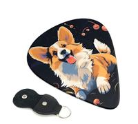 6 Pack Guitar Picks 3 Different Thickness Corgi dog on dark background Guitar Plectrums with Organizer Storage Bag Electric Guitars Picks Plectrum for Acoustic Guitars Bass Pick