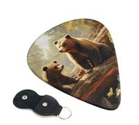 6 Pack Guitar Picks 3 Different Thickness Cute Bears Play in The Tree Guitar Plectrums with Organizer Storage Bag Electric Guitars Picks Plectrum for Acoustic Guitars Bass Pick