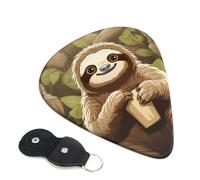 6 Pack Guitar Picks 3 Different Thickness Cute Cartoon Sloth Guitar Plectrums with Organizer Storage Bag Electric Guitars Picks Plectrum for Acoustic Guitars Bass Pick (0.46mm, 0.71mm, 0.96mm)