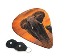 6 Pack Guitar Picks 3 Different Thickness Cute Wild Elephant Guitar Plectrums with Organizer Storage Bag Electric Guitars Picks Plectrum for Acoustic Guitars Bass Pick (0.46mm, 0.71mm, 0.96mm)
