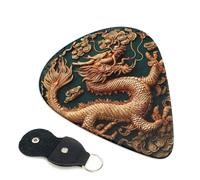 6 Pack Guitar Picks 3 Different Thickness Dragon chinese background Guitar Plectrums with Organizer Storage Bag Electric Guitars Picks Plectrum for Acoustic Guitars Bass Pick (0.46mm, 0.71mm, 0.96mm)