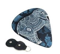 6 Pack Guitar Picks 3 Different Thickness Elephant-Blue Black Guitar Plectrums with Organizer Storage Bag Electric Guitars Picks Plectrum for Acoustic Guitars Bass Pick (0.46mm, 0.71mm, 0.96mm)