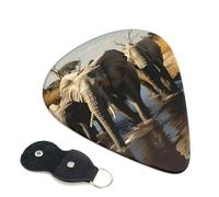6 Pack Guitar Picks 3 Different Thickness Elephants drinking water Guitar Plectrums with Organizer Storage Bag Electric Guitars Picks Plectrum for Acoustic Guitars Bass Pick (0.46mm, 0.71mm, 0.96mm)
