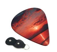 6 Pack Guitar Picks 3 Different Thickness Fiery red sunset Guitar Plectrums with Organizer Storage Bag Electric Guitars Picks Plectrum for Acoustic Guitars Bass Pick (0.46mm, 0.71mm, 0.96mm)