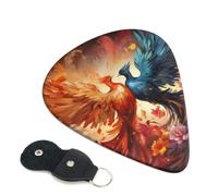 6 Pack Guitar Picks 3 Different Thickness Fire and water phoenix Guitar Plectrums with Organizer Storage Bag Electric Guitars Picks Plectrum for Acoustic Guitars Bass Pick (0.46mm, 0.71mm, 0.96mm)