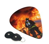 6 Pack Guitar Picks 3 Different Thickness Firefighter Fireman Flame Guitar Plectrums with Organizer Storage Bag Electric Guitars Picks Plectrum for Acoustic Guitars Bass Pick (0.46mm, 0.71mm, 0.96mm)